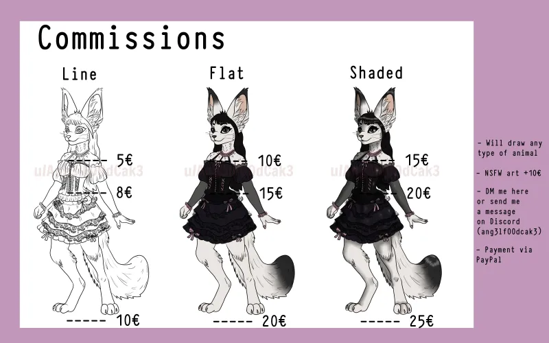 Thumbnail Unique Furry Commissions Available: DM Ang3lF00dCak3