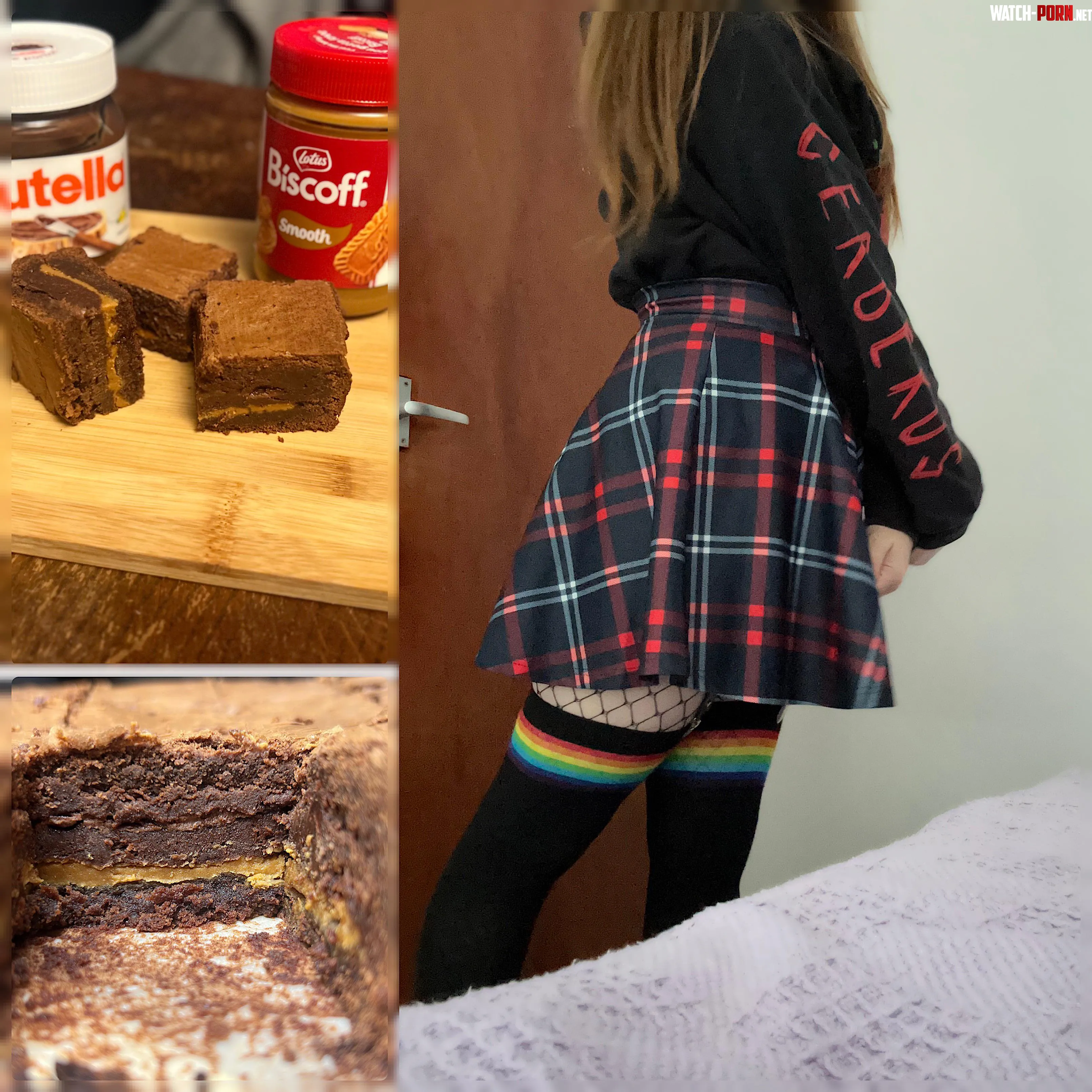 Femboy baker at your service with Nutella and biscoff stuffed brownies  by CatlinTheBaker