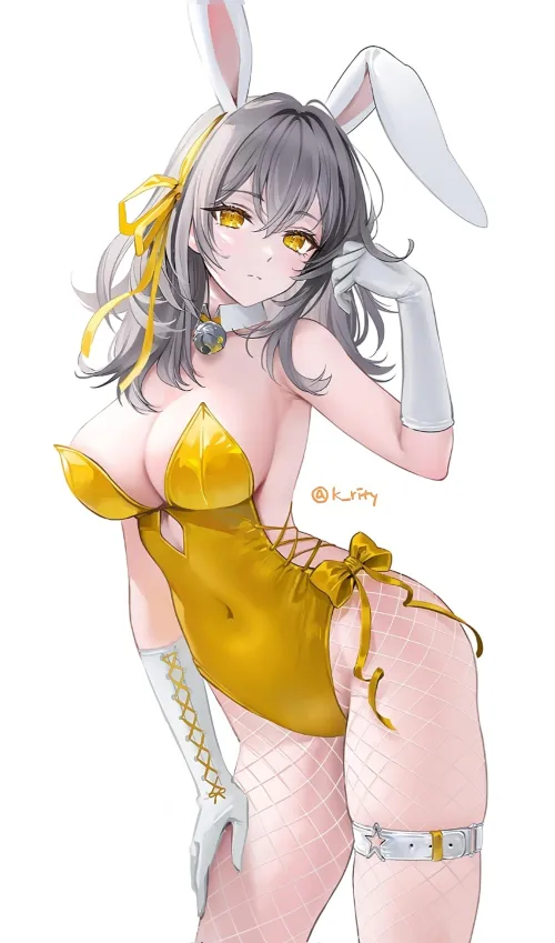 Thumbnail Anime Bodysuits: Yellow Bunny Outfit Stelle by marxsander2016