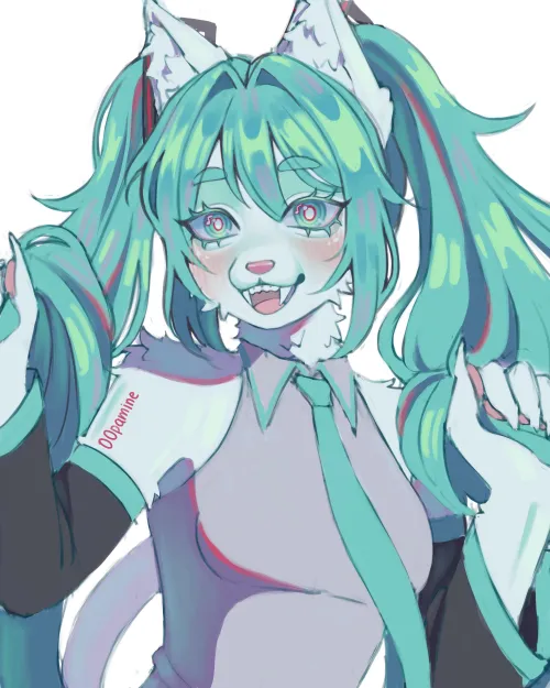 Thumbnail Miku's Feline Transformation: 00pamine's Artistic Furry Tale | furry