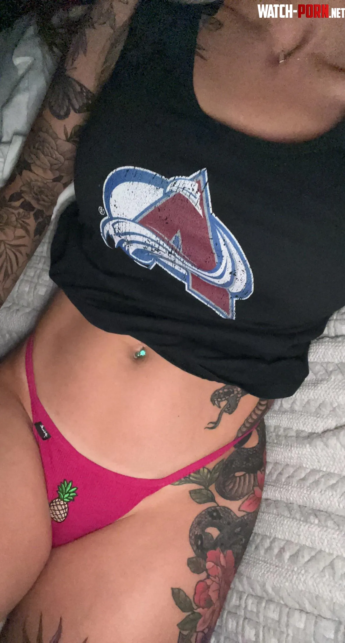 Watching the game in my panties Go Avs Go  by xobellabellini