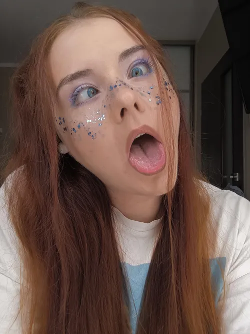 Thumbnail Glitter and Pleasure: InkRuby's Mesmerizing RealAhegao Journey