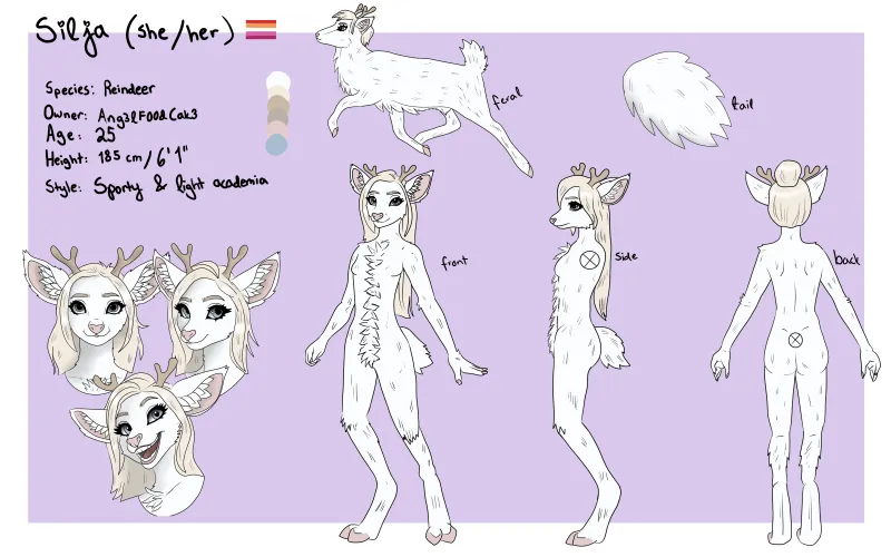 Thumbnail Ref Sheet for White Reindeer OC Based on Real-Life Fiancé | Ang3lF00dCak3