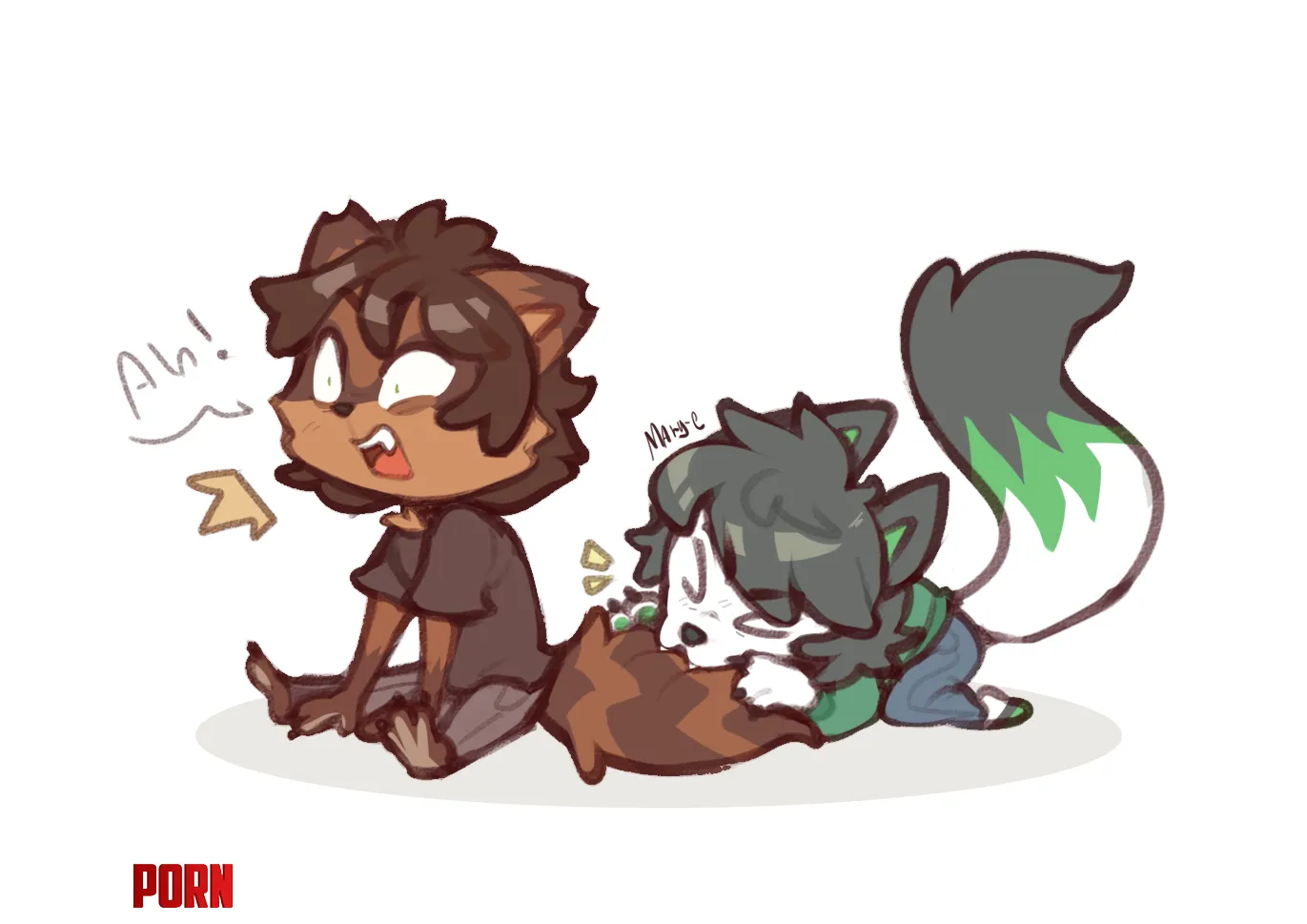 Something silly I draw during last stream XD this is my boyfriend and friend sona my bf sona is biting his tail as revenge adfasdfasdf Art by me by Marychic3908