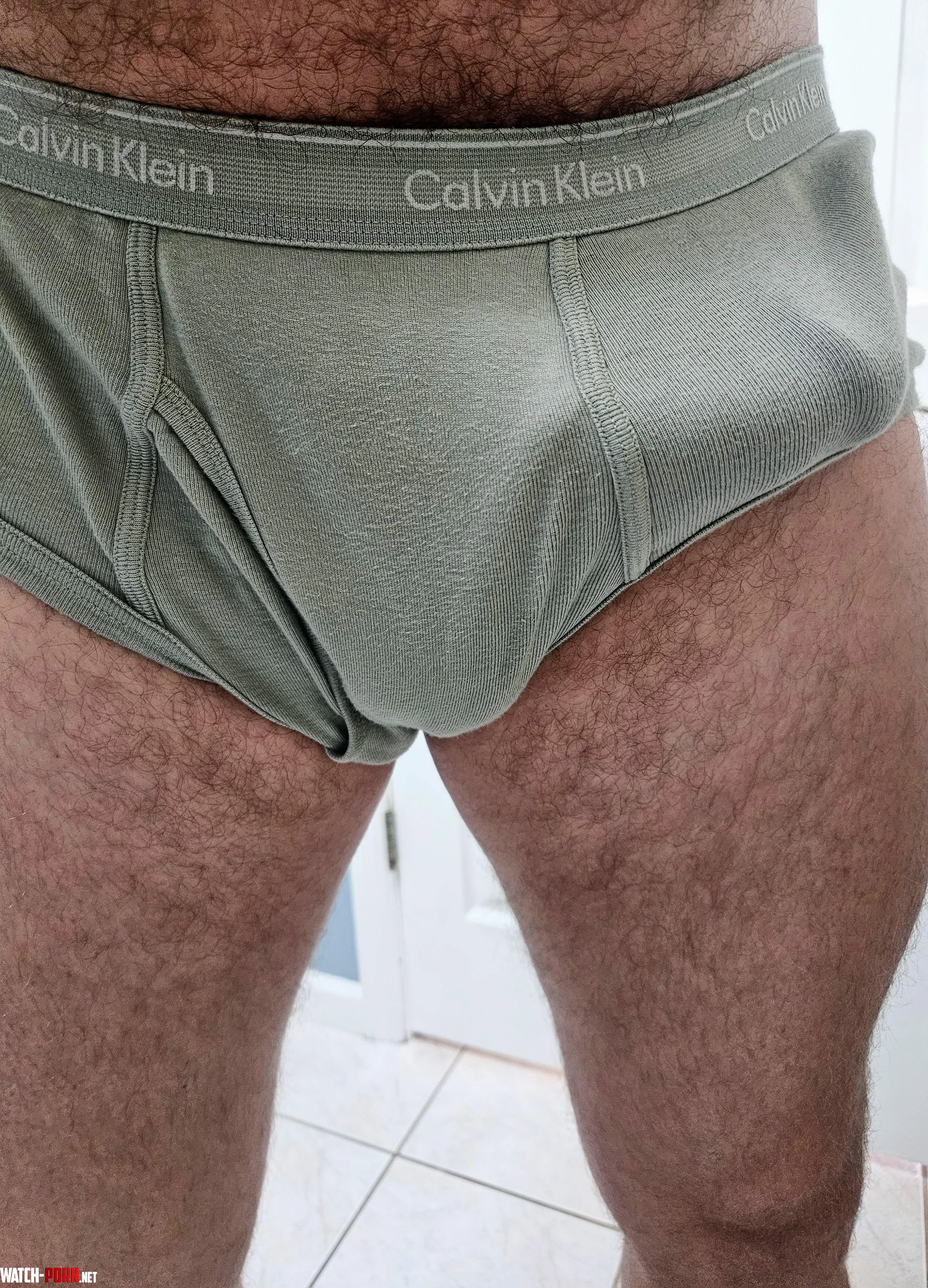 Bathroom bulge in my Calvins by InterestingSir1337