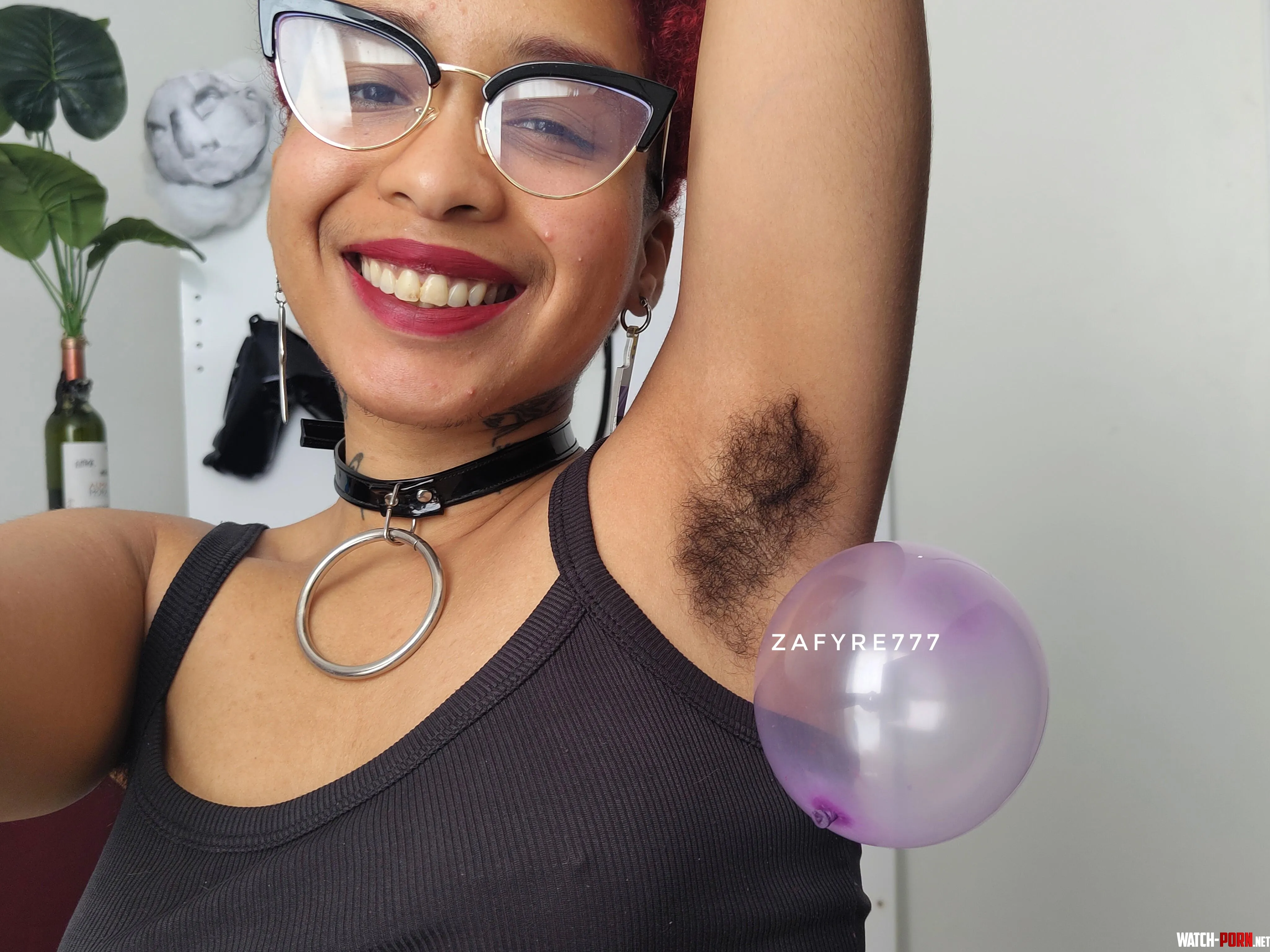 Ebony Hairy Armpit a Purple balloon in resistance of leaving my underarm by zafyre777