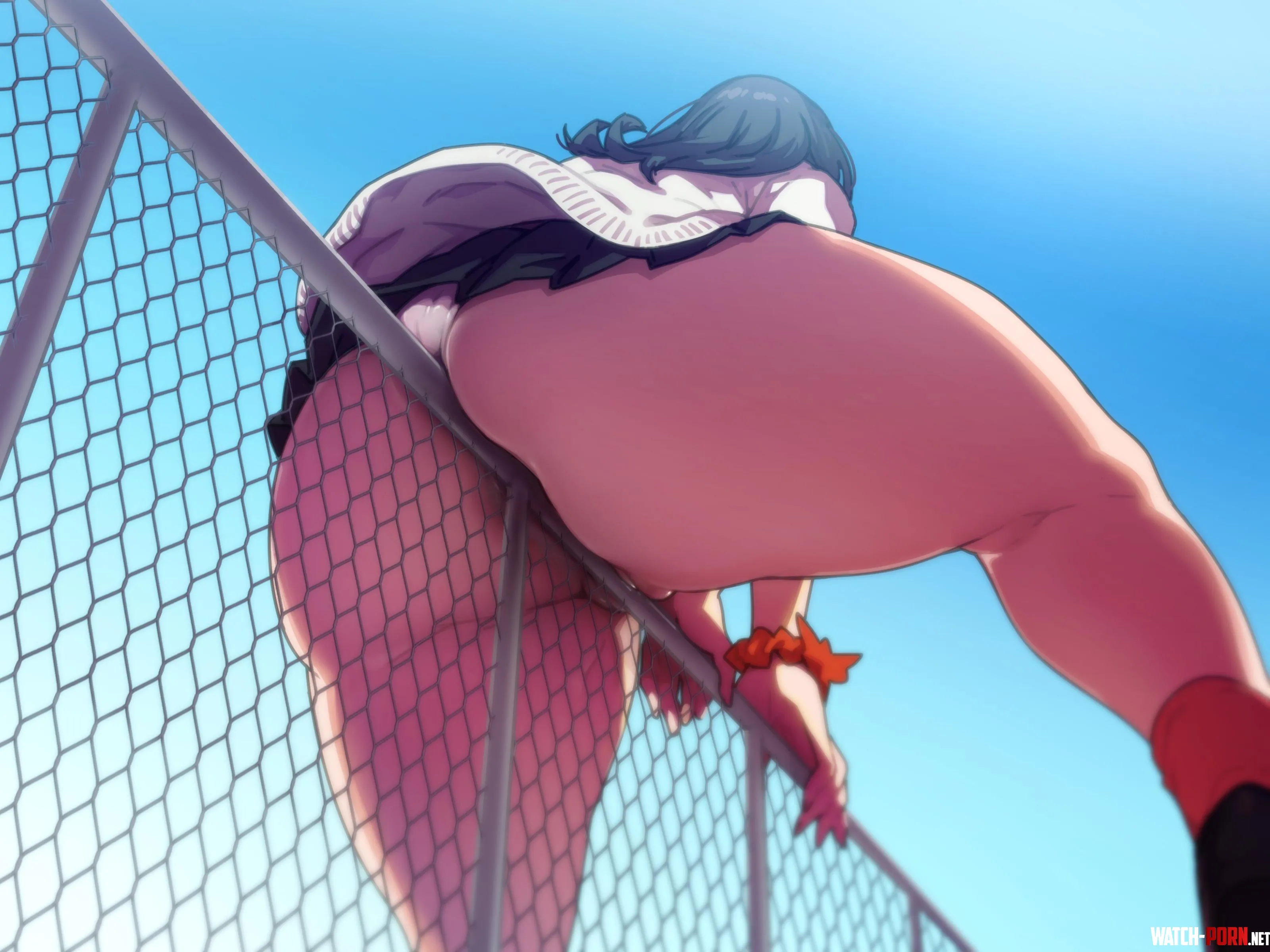 Rikka Takarada jumping over the fence by LafterMastr