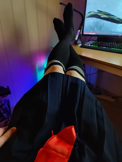 Thumbnail Showcasing Style: Appreciating Kneehigh Socks in femboy Culture