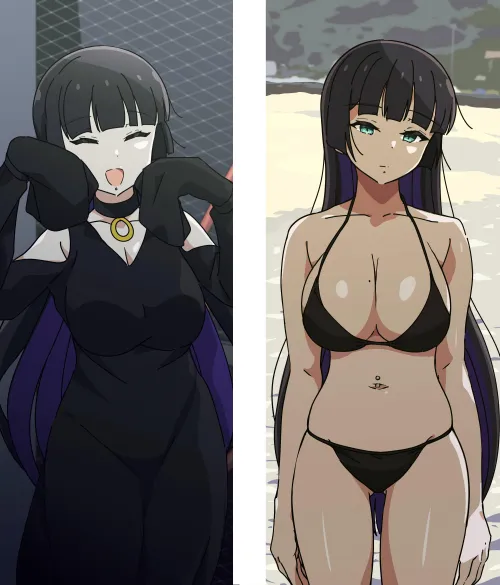 Thumbnail Witness PASan's Transformations: Bocchi at Work Vs The Beach in BigAnimeTiddies by Csxc