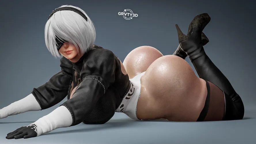 Thumbnail 2Booty: 2B Laying Down - Gravity-Defying Art by xItsFuture