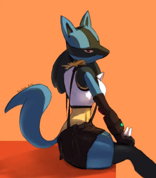 Thumbnail Lucario Tifa Cosplay art by me by FurTreeArts | furry