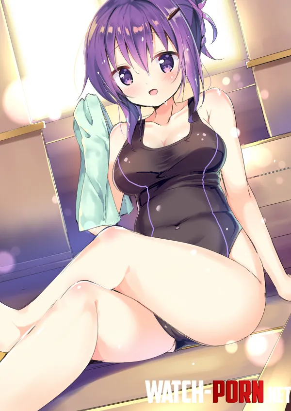 Busty Tedeza Rize wear Black Swimsuit enjoying Sauna time Gochuumon wa Usagi Desu ka kurou by ecchi_neko