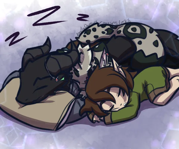 Thumbnail CrazyMeliMelo's Artistic Offerings: DnD Sleeping Pile Art and Malik | furry Creations