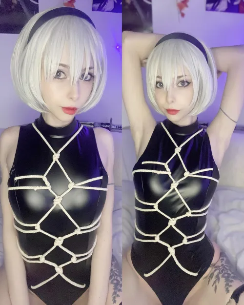 Thumbnail Cosplay Fun: 2B's Rope Bodysuit Awes by naensi