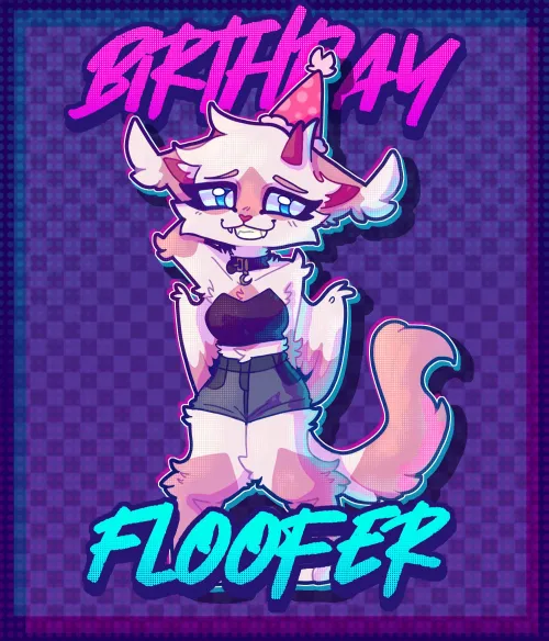 Thumbnail Celebratory Floof: Birthday Art by Rosefloofykitty in the Furry Realm