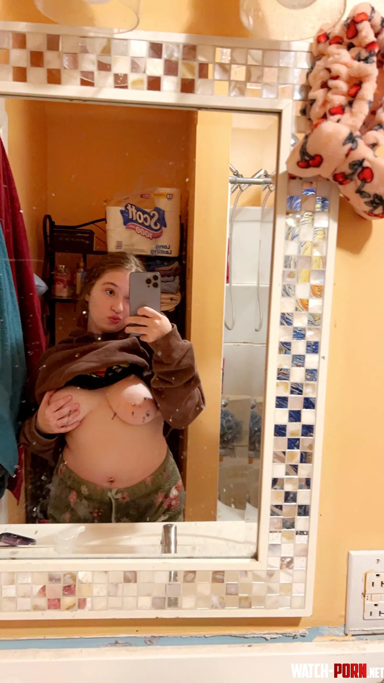 being naughty in my friends bathroom  i would love to play with my titties for you  by ridiculouslyanxious