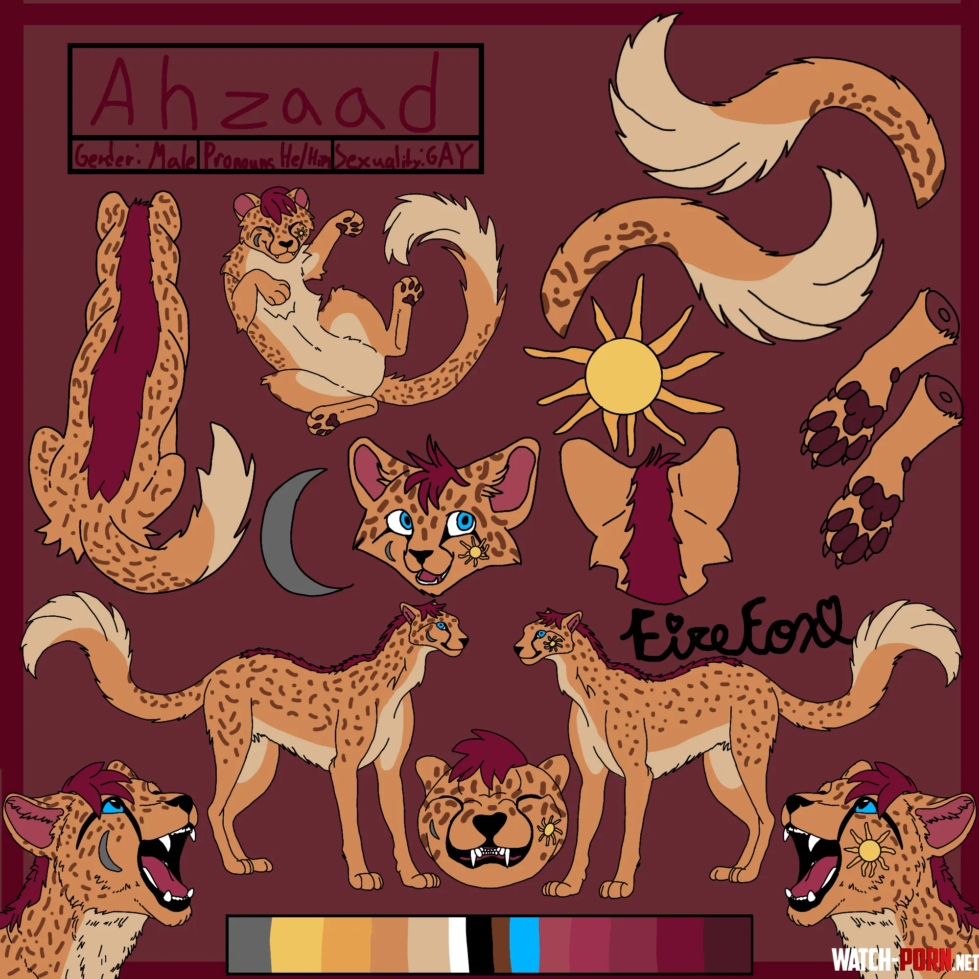 Meet Anzaad My new cheetah fursona Art by me This is my first reference sheet without using a base did I do good by F1r3f0x_0