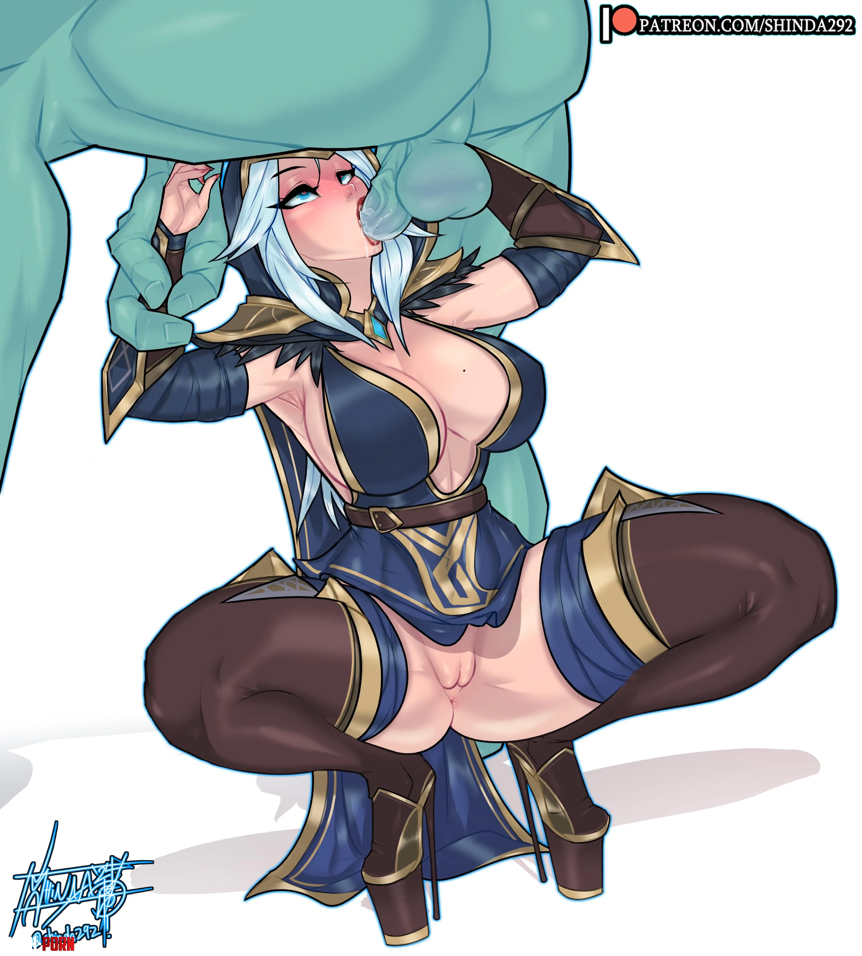 OC Ashe x Trundle Squatting Blowjob Shinda292 by Shinda292