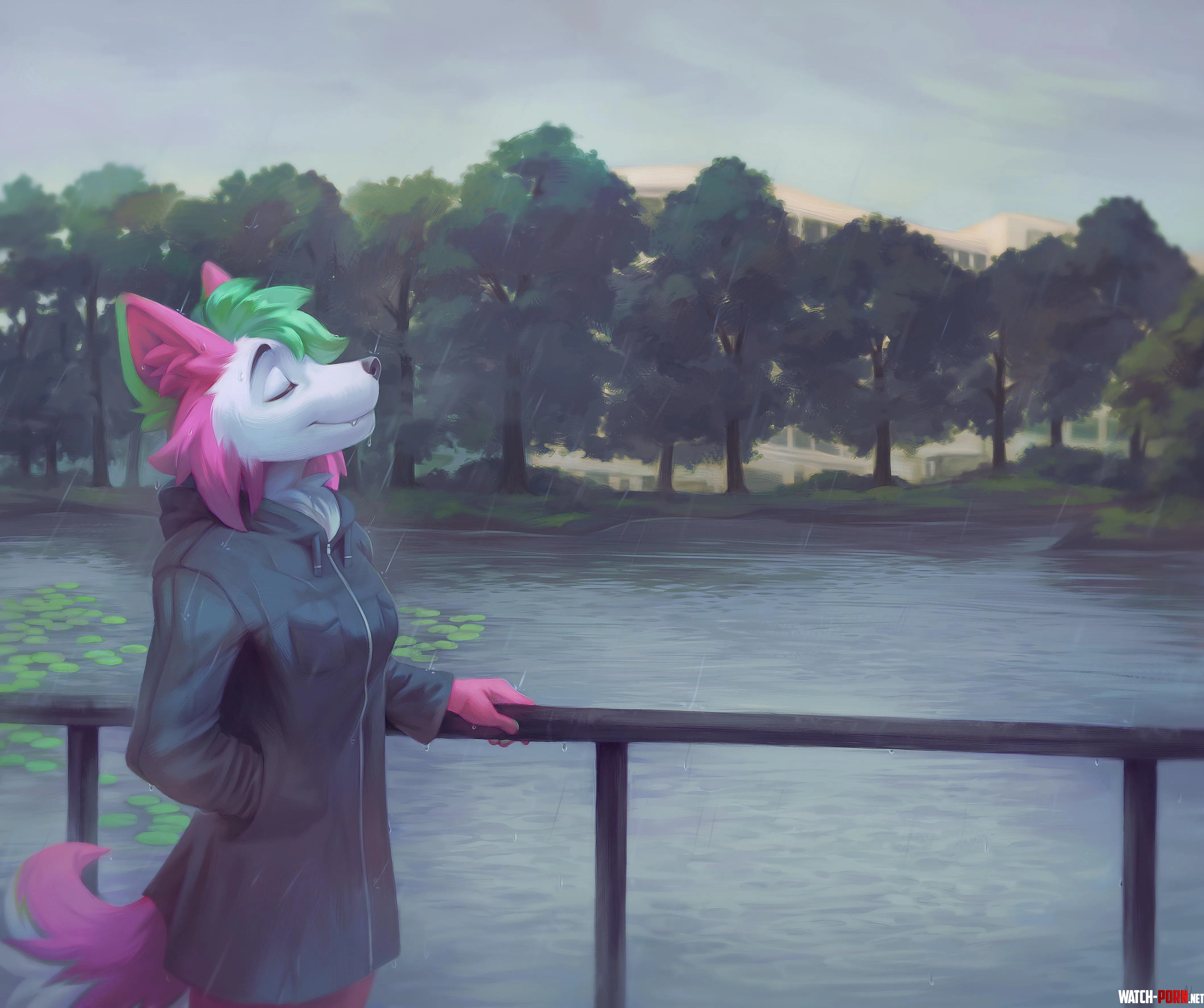 Rainy Walk by salanchu on Twitter by Jinxythehusky