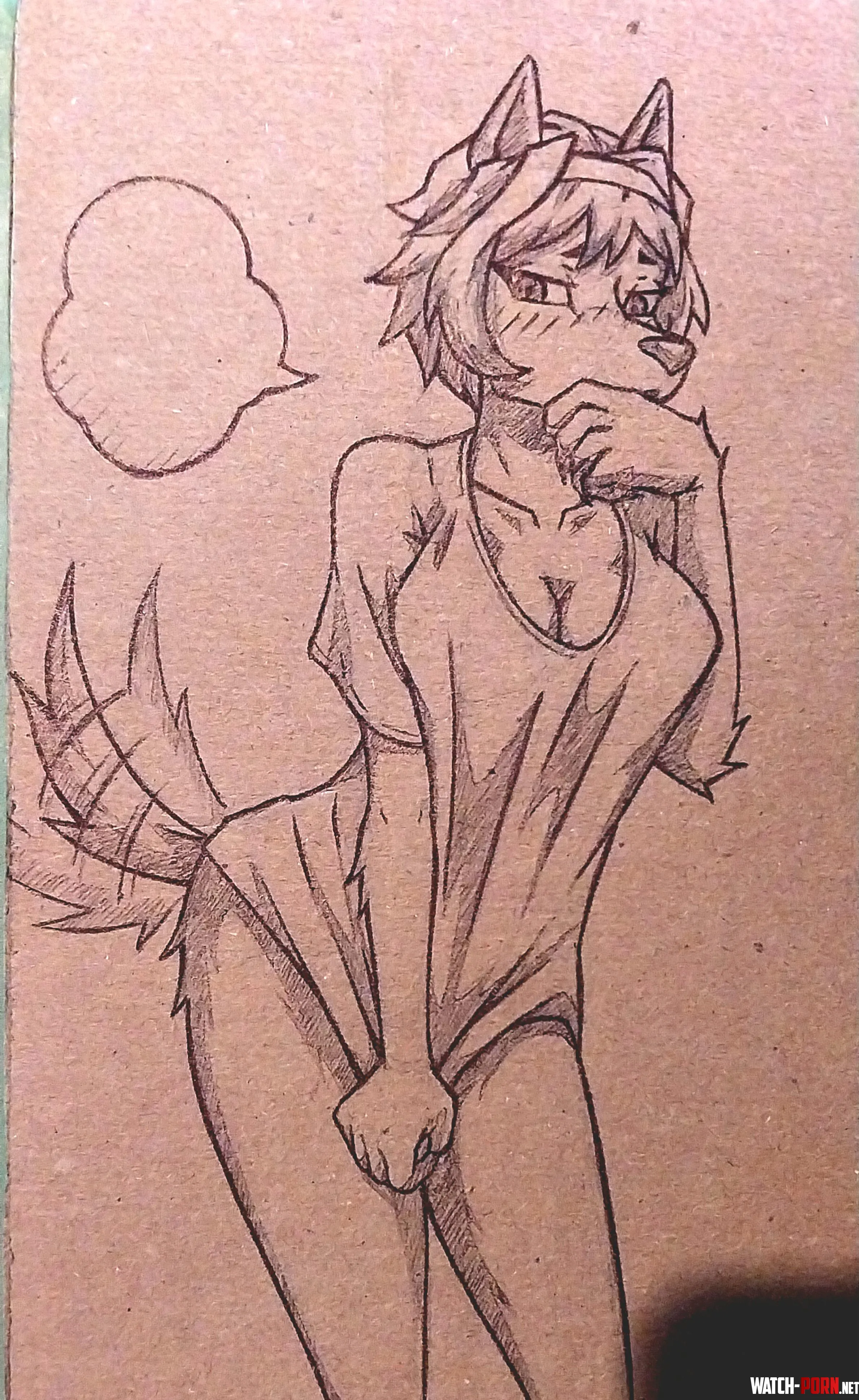 Shy Joy art on cardboard by me P by Gallant_Mr_Wolf