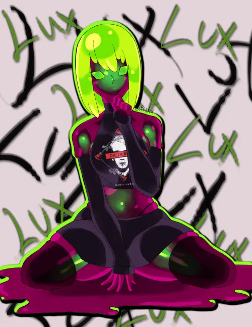 Thumbnail Emo Slimegirl Drawing by Responsible_Hat_5789 | MonsterGirl