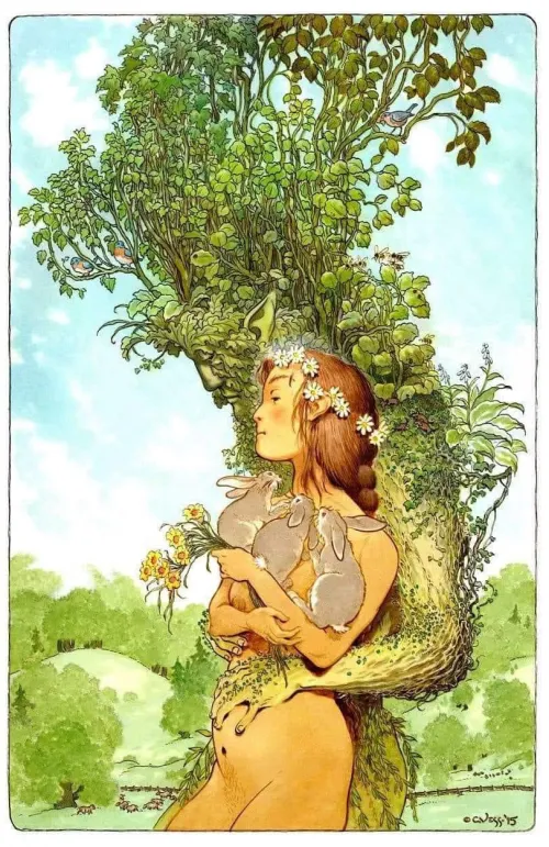 Thumbnail Discovering The Summer King and his Bride of Flowers by Charles Vess