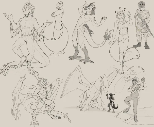 Thumbnail Affordable Fullbody Sketches: Furry Category Offering from Jottace