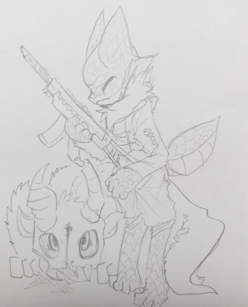 Thumbnail Hunter's WIP Doodle Unveiled by m0sinN4gant in the Furry Category