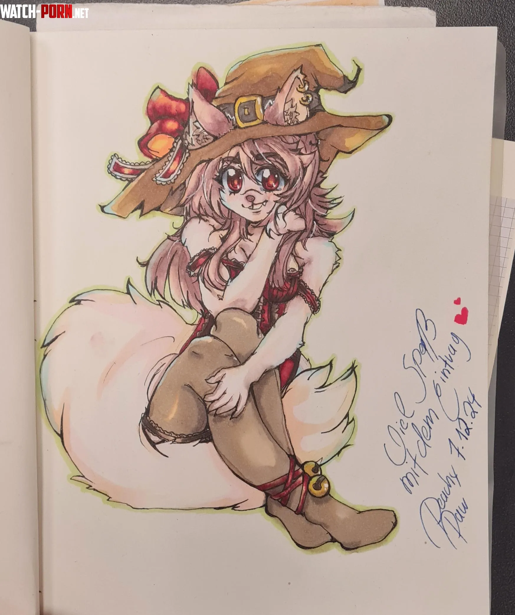 I drew a furry witch by monoredfox-