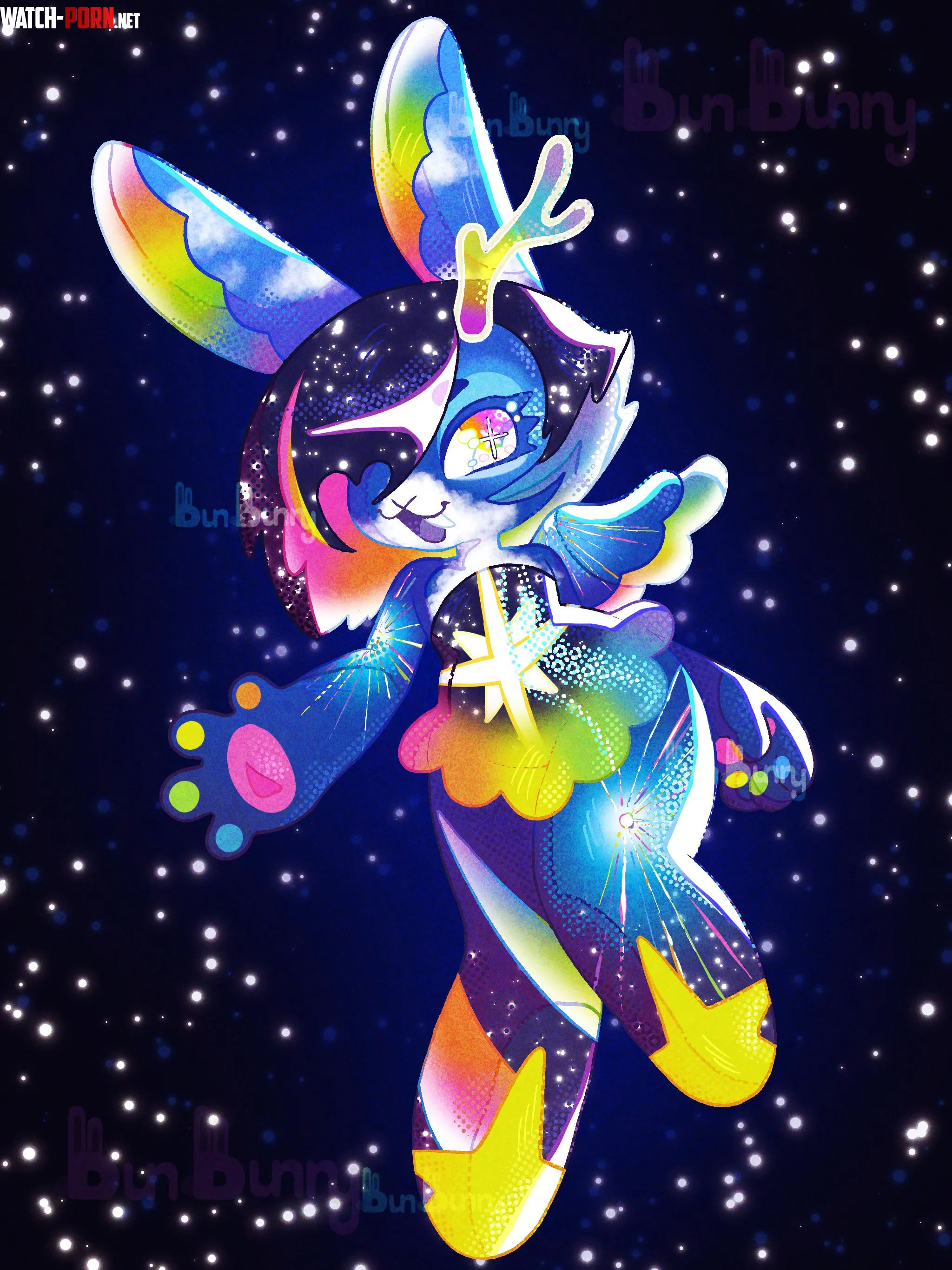 space jackalope art by me by bbun_bunnyy