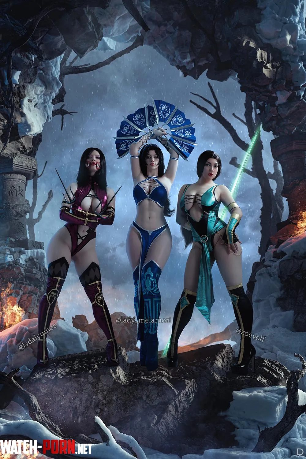 Mileena Kitana Jade by Lada Lyumos Lady Melamori Zoe Volf Mortal Kombat by LadaLyumos