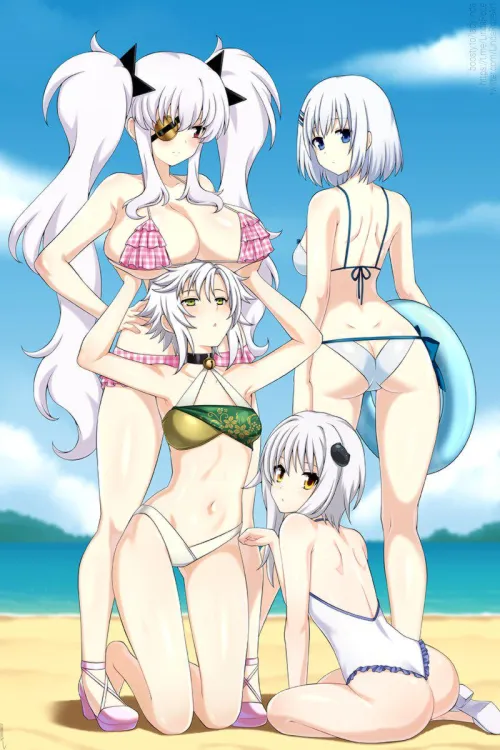 Thumbnail Yagy Origami Tobiichi Fie Claussell & Koneko Tojo Beach Encounter: A Pantsu Crossover by A_MASSIVE_PERVERT