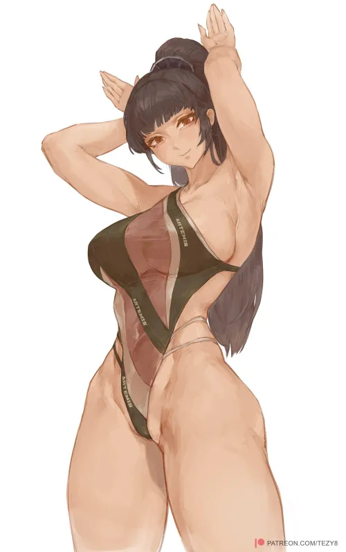 Thumbnail thick_hentai: Artful Display of Eve in Swimsuit | StarvingArtist2000