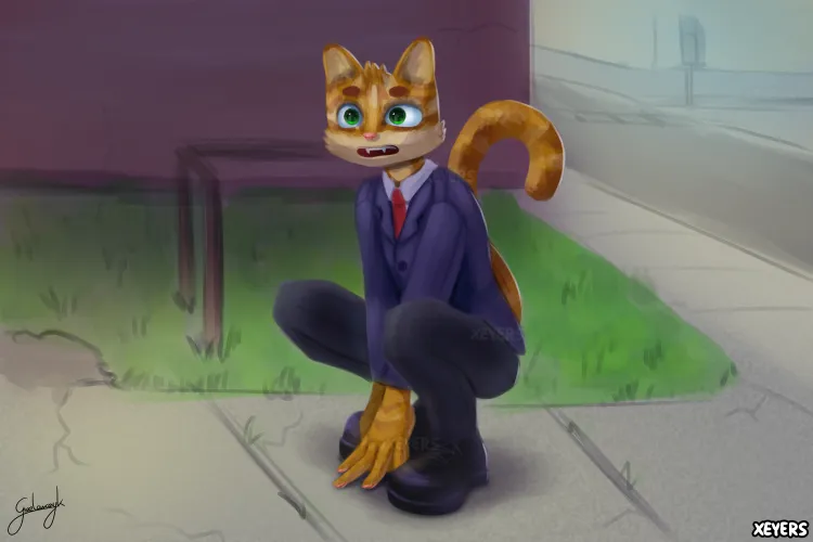 Thumbnail Introducing the Furry Cat Lawyer OC by xeyers