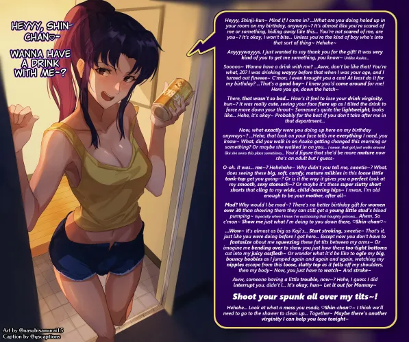 Thumbnail Happy Birthday Miss Misato: 'Misato Katsuragi Neon Genesis Evangelion' by GoldenScythes in hentaicaptions