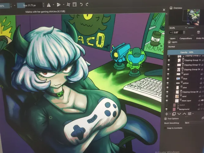 Thumbnail Malina in Her Gaming Shirt Wip by Mundane_Parfait2560 | MonsterGirl