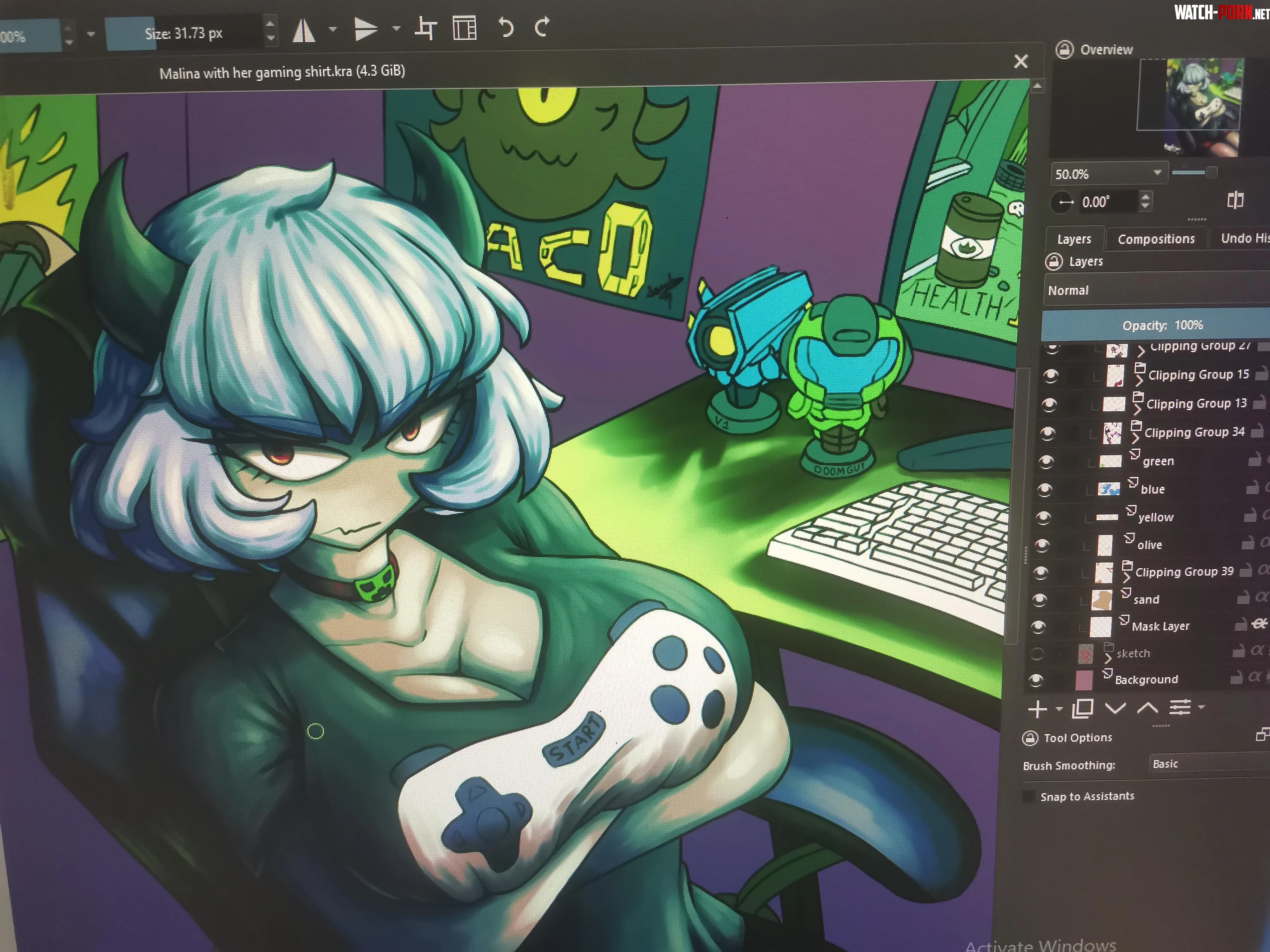 Malina in her gaming shirt wip  by Mundane_Parfait2560