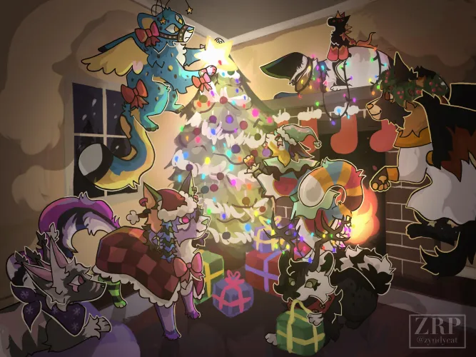 Thumbnail zerpq's Christmas Celebration OC: A Furry Festive Delight