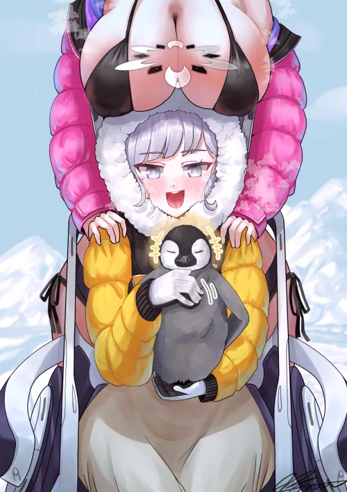 Thumbnail Eimi and Himari Show Off a Penguin Solharuu Blue Archive by llamanatee | BigAnimeTiddies