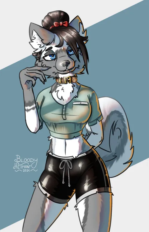 Thumbnail BloodyHetman's Masterpiece: Blue Eyed Husky Girl Art in the furry Category