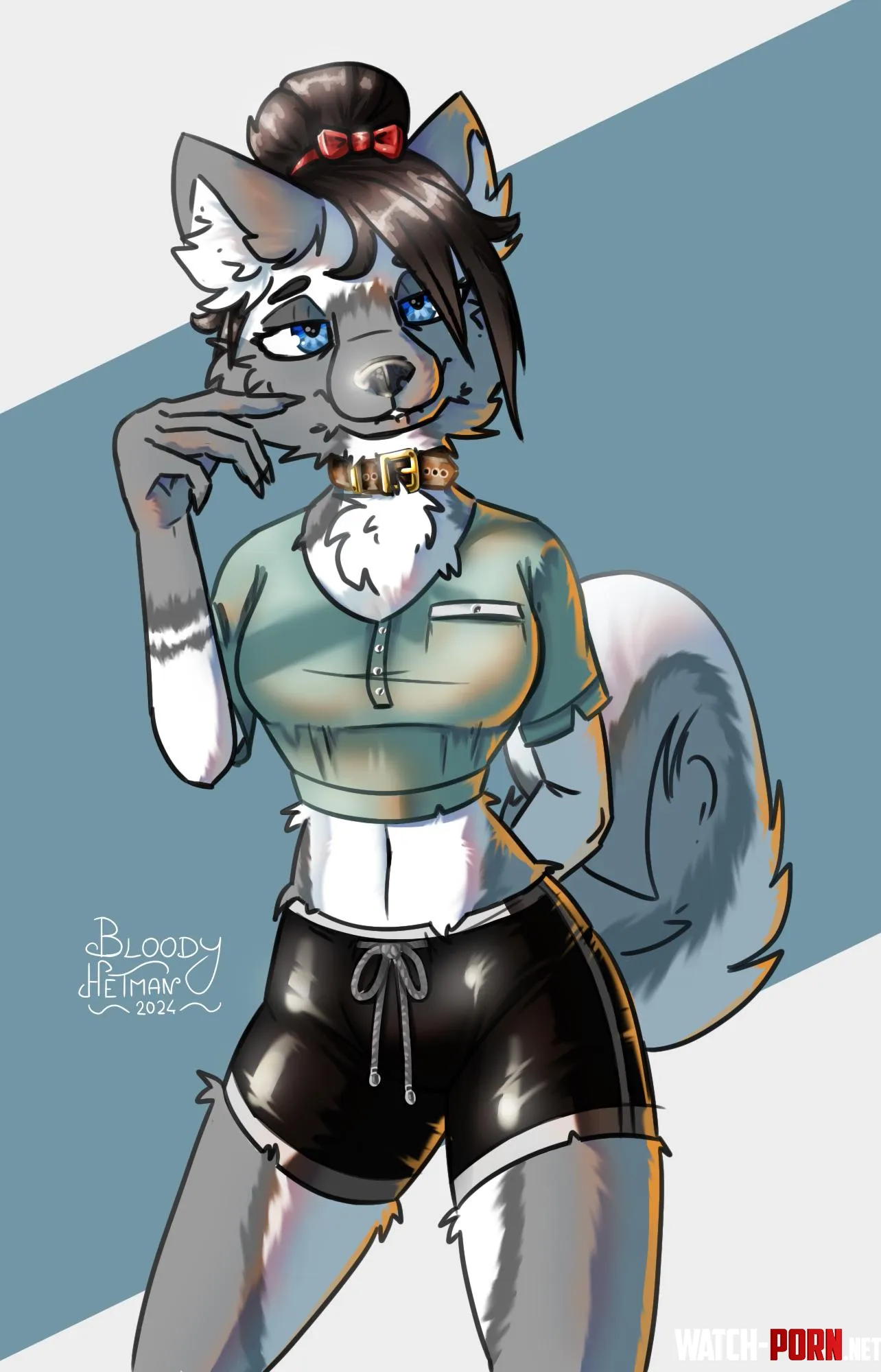 Blue eyed husky girl art by me by BloodyHetman