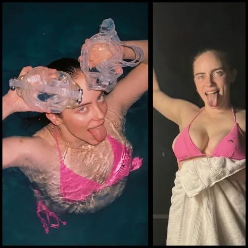 Thumbnail Billie Eilish Stuns in Pink Bikini Photos | CelebNSFW