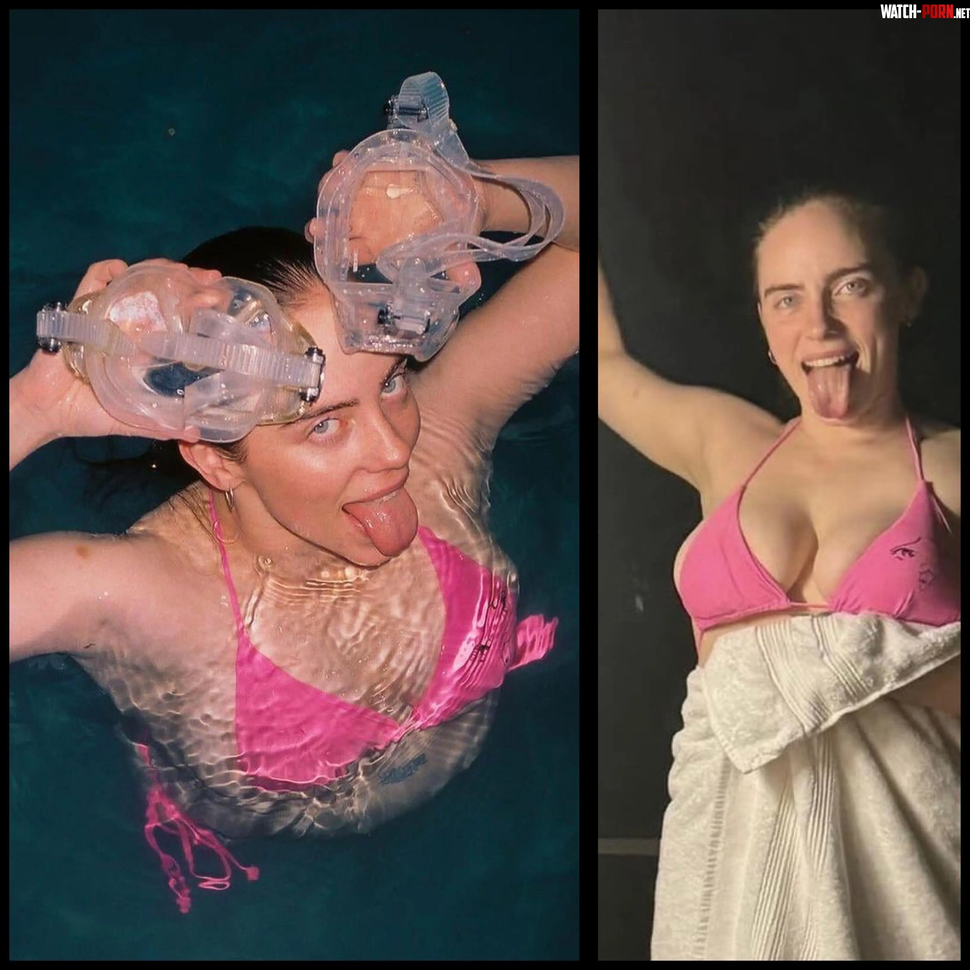 Billie Eilish in pink Bikini  by iamcumdumb