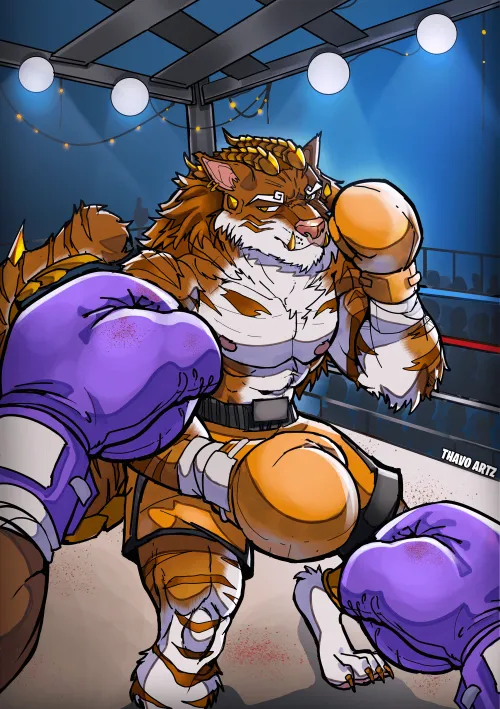 Thumbnail Boxing Fight Inspired Furry Art by ThavoArtz