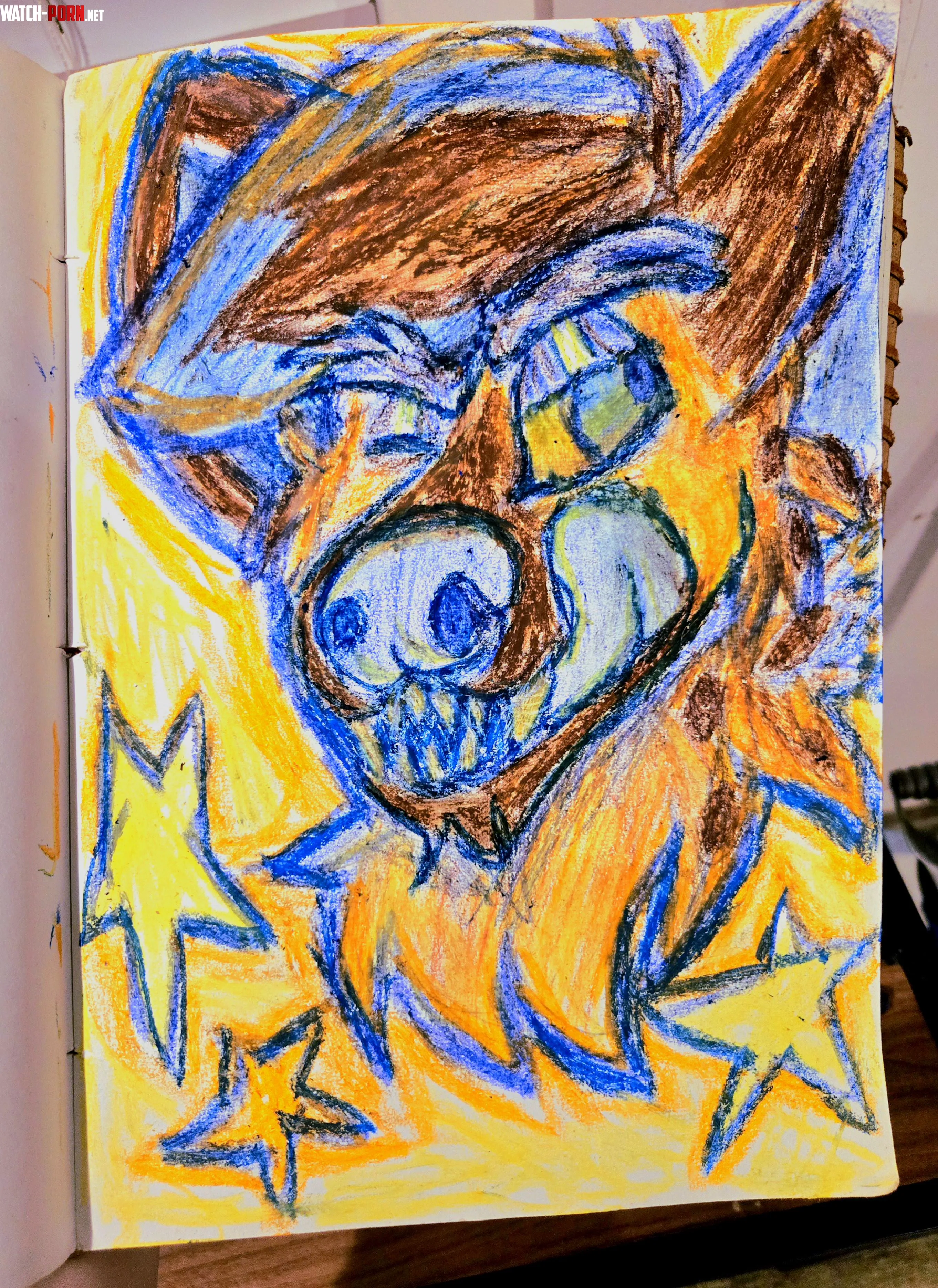 First time using oil pastels yes I drew this please dont judge me too harshly lol by VaporwaveDoggie