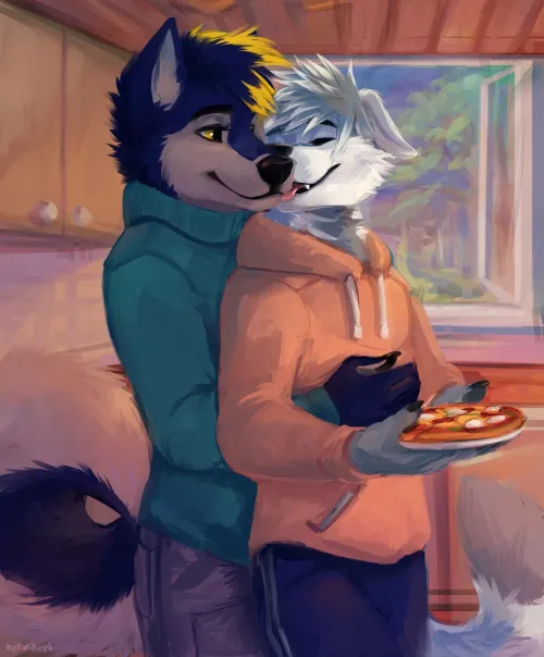 Thumbnail Pizza Night Art: Furry Fun by Kinshep