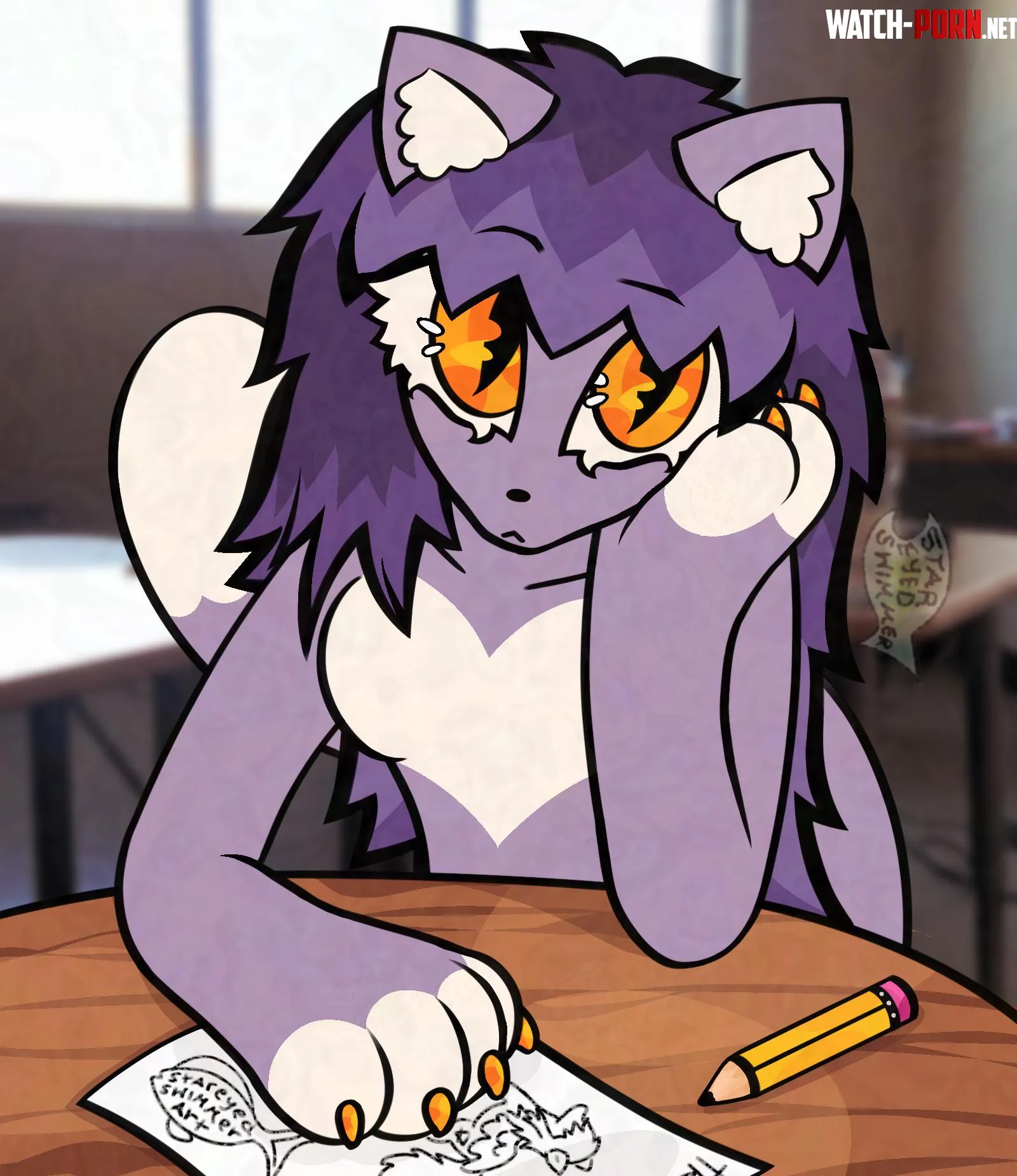 schoolwork is sooo boring by stareyedswimmerart