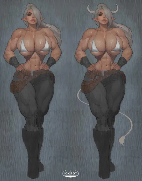 Thumbnail Captivating Art: Dark Elf Hamilla Ickpot by TheTMoneyMan in fitdrawngirls