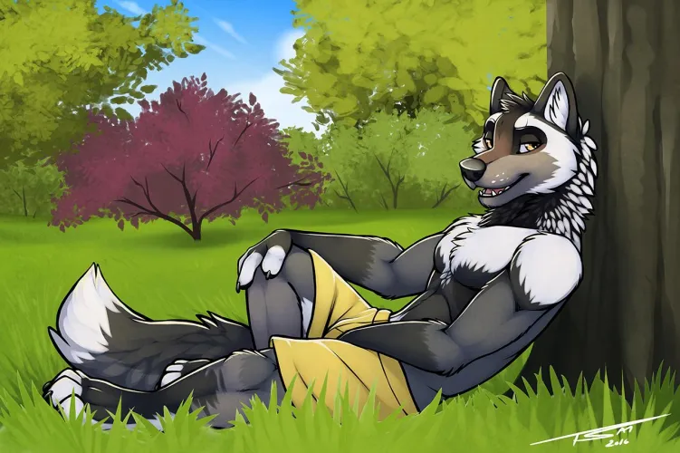 Thumbnail A Wolf's Day Off Art by Tsaiwolf: Furry Creations