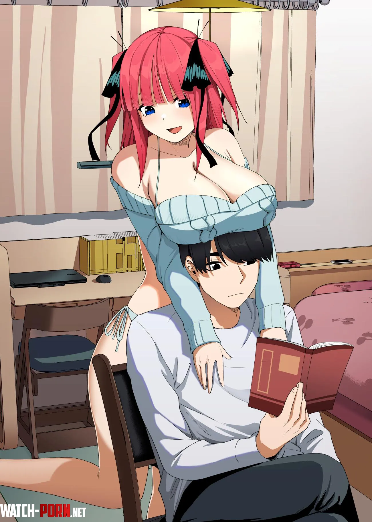 Nino Nakano Resting Her Big Tits On Fuutarous Head Quintessential Quintuplets by Csxc